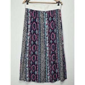 Just Be Women's Aztec Print Elastic Waist Maxi Skirt Plus Sz 2X Boho Hippie